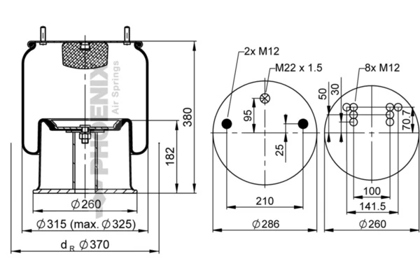 Coxim pneumático (suspensão de lâminas pneumática) do eixo Firestone W01M586223 preço, a partir de 165,44 USD