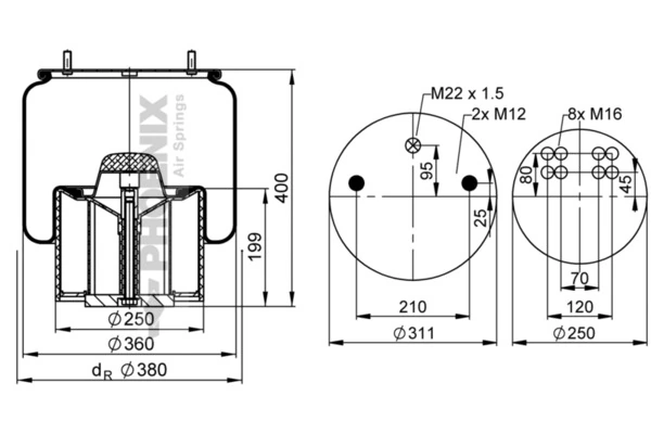 0542841361 BPW Coxim pneumático (suspensão de lâminas pneumática) do eixo