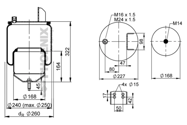 Coxim pneumático (suspensão de lâminas pneumática) do eixo Blacktech RML77527C preço, a partir de 104,06 USD