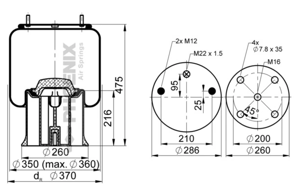 3229004700 SAF Coxim pneumático (suspensão de lâminas pneumática) do eixo