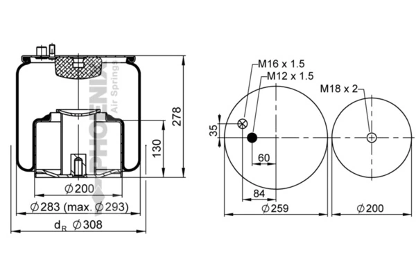Coxim pneumático (suspensão de lâminas pneumática) do eixo MAN 81436010175 preço, a partir de 114,96 USD