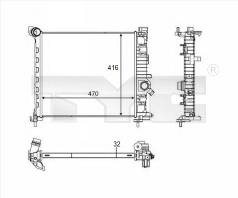 Radiador de esfriamento de motor para Opel Meriva 