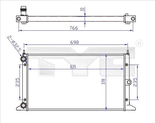 Radiador de esfriamento de motor para Volkswagen Sharan 7M8, 7M9, 7M6