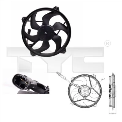 Compre Ventilador elétrico de esfriamento montado (motor + roda de aletas) Citroen C5 1
