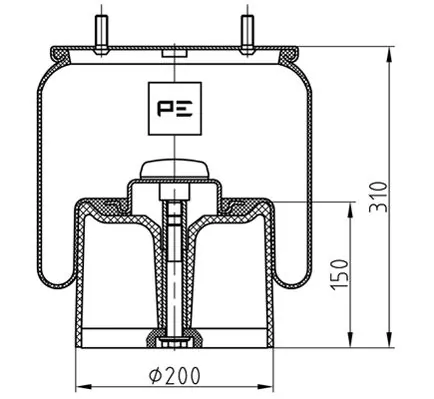 Coxim pneumático (suspensão de lâminas pneumática) do eixo BPW 0542943210