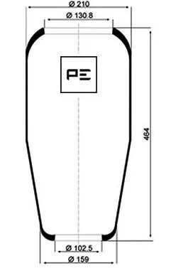 Coxim pneumático (suspensão de lâminas pneumática) do eixo MAN 81436010067