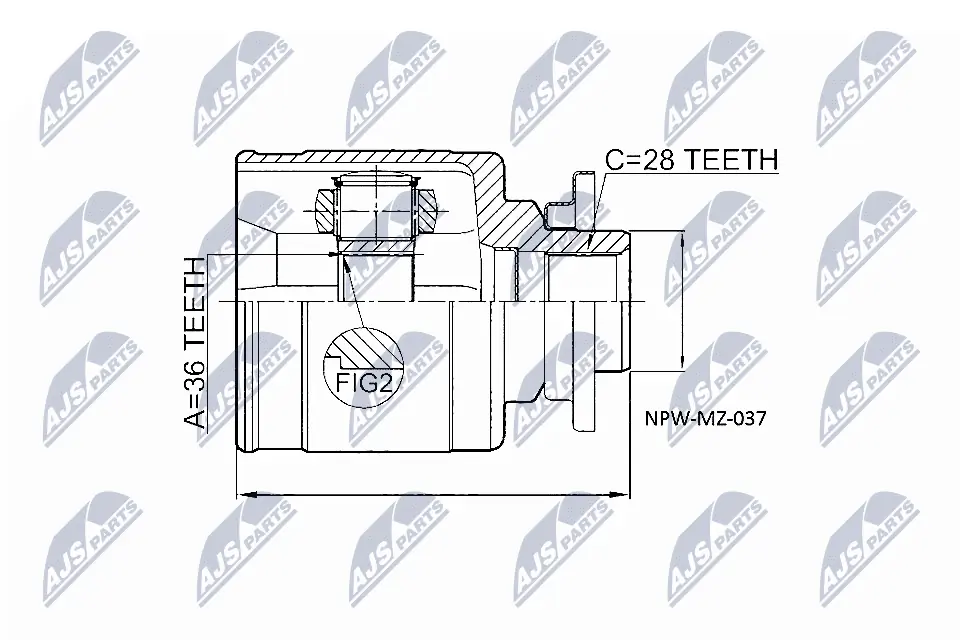 Junta homocinética interna dianteira esquerda Mazda PP0122620