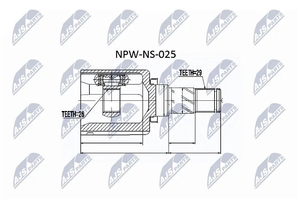 NPWNS025 NTY Junta homocinética externa dianteira