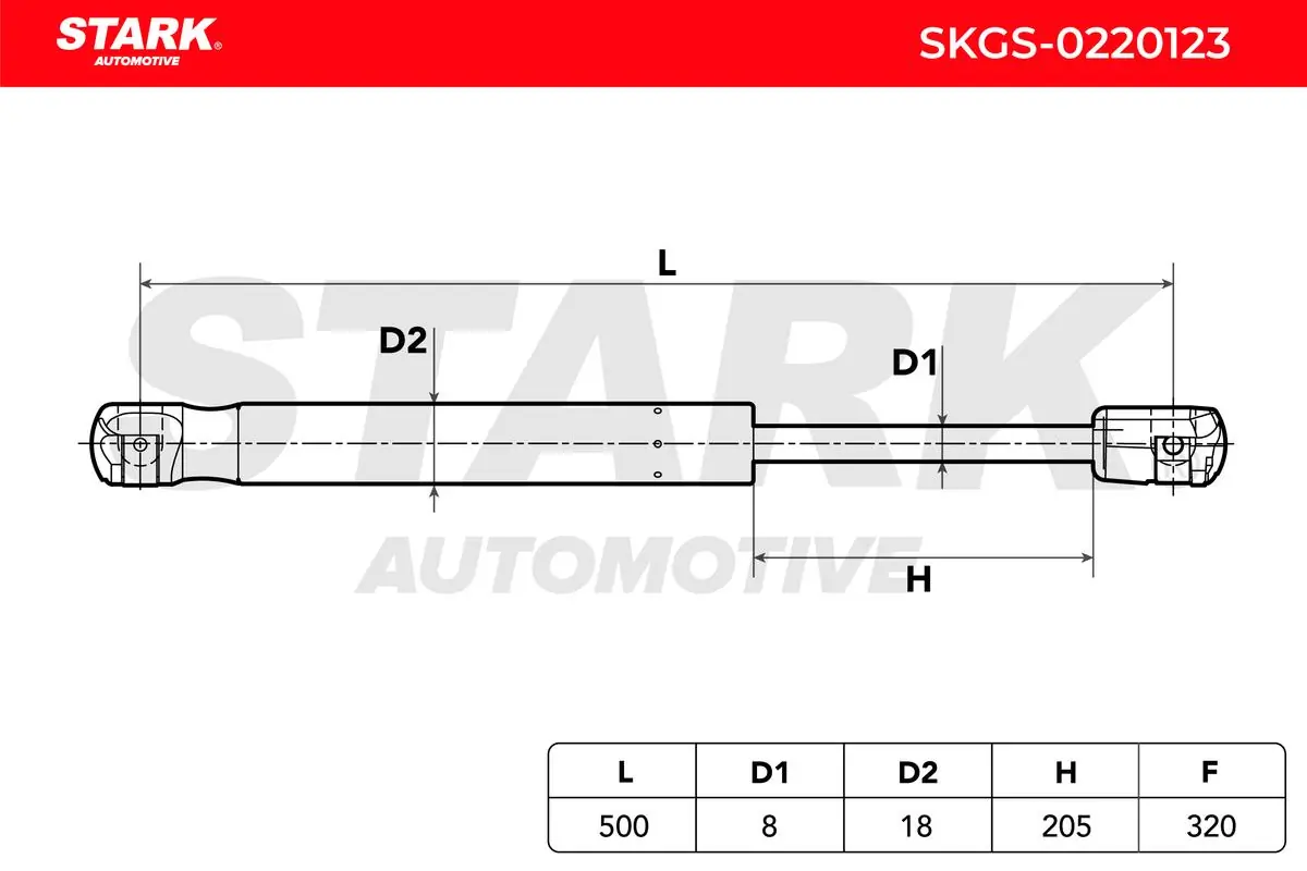SKGS0220123 Market (OEM) Amortecedor de tampa de porta-malas (de 3ª/5ª porta traseira)