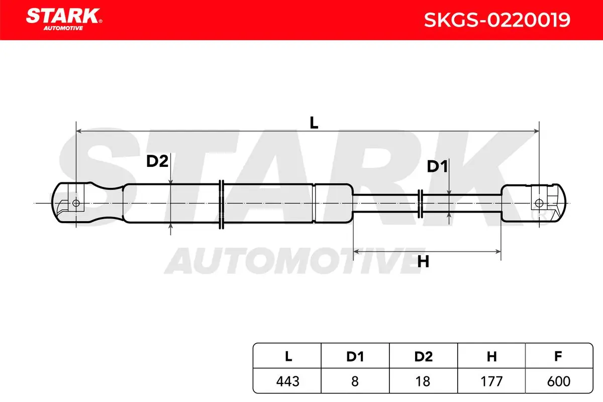 SKGS0220019 Market (OEM) Amortecedor de tampa de porta-malas (de 3ª/5ª porta traseira)