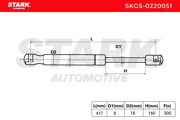Amortecedor de tampa de porta-malas (de 3ª/5ª porta traseira) SKGS0220051 Market (OEM)