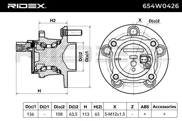 Compre 654W0426 Ridex Cubo traseiro