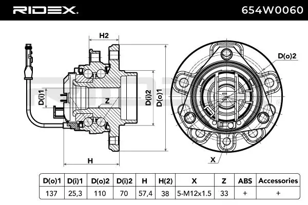 654W0060 Ridex Cubo dianteiro