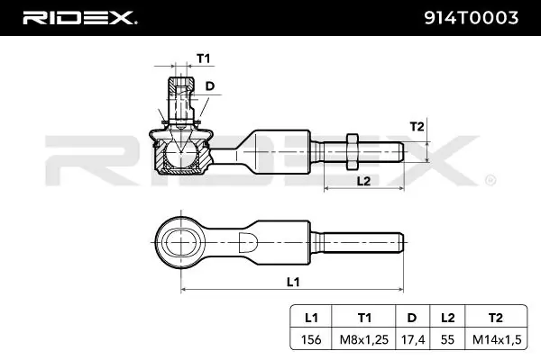 Ponta externa da barra de direção Ridex 914T0003 preço, a partir de 21,30 USD