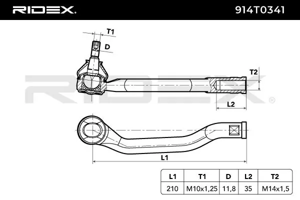 914T0341 Ridex Ponta externa da barra de direção