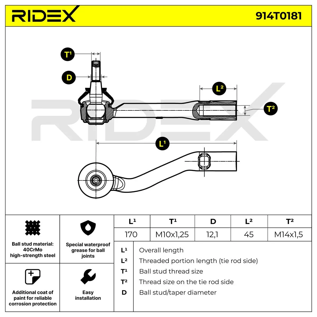 914T0181 Ridex Ponta externa da barra de direção