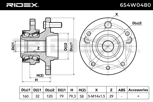 Compre 654W0480 Ridex Cubo dianteiro