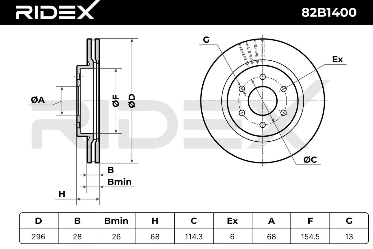 82B1400 Ridex Disco do freio dianteiro