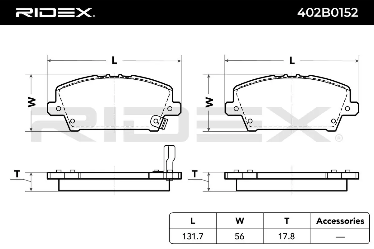 Sapatas do freio dianteiras de disco Ridex 402B0152 preço, a partir de 31,48 USD