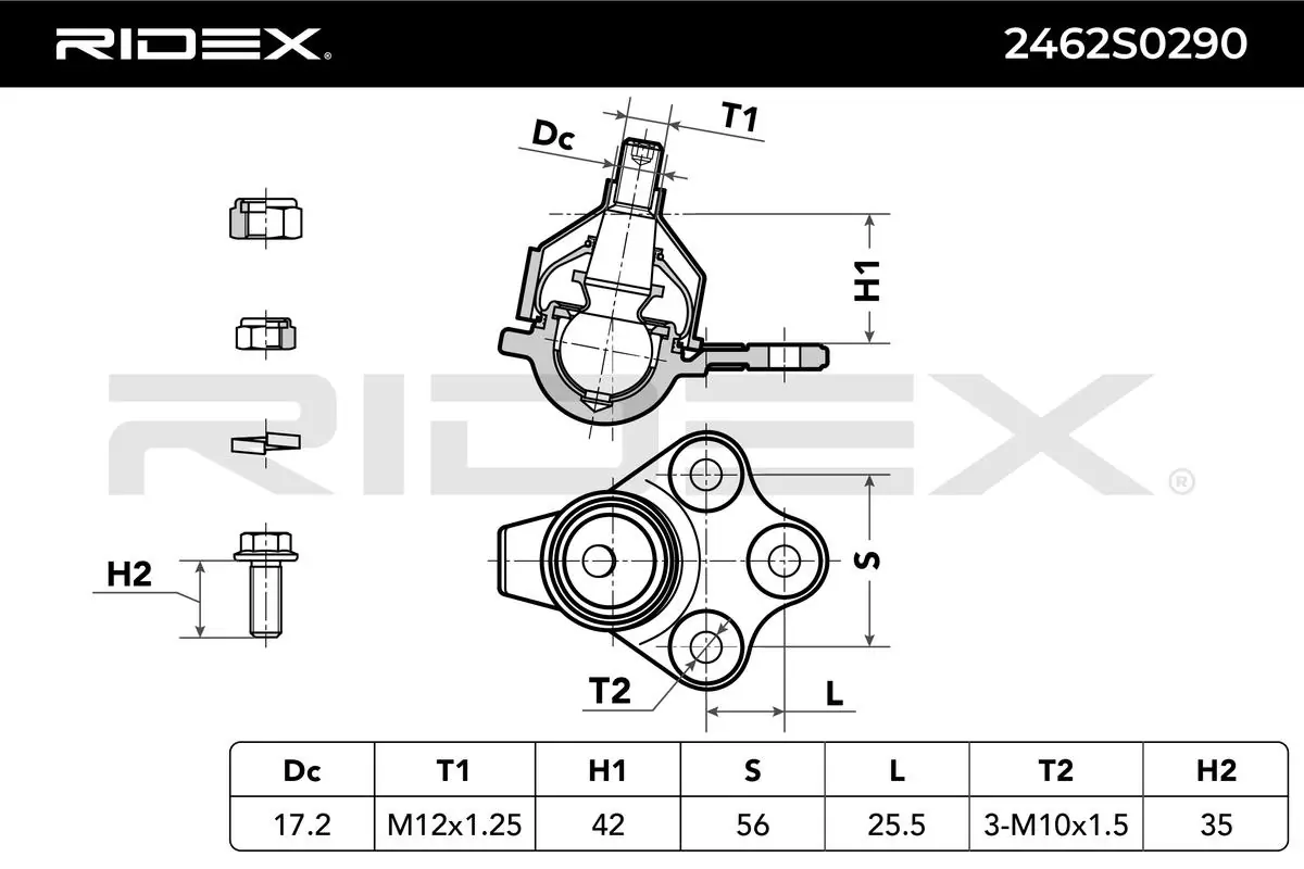 2462S0290 Ridex Suporte de esfera inferior