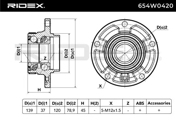 Compre 654W0420 Ridex Cubo dianteiro