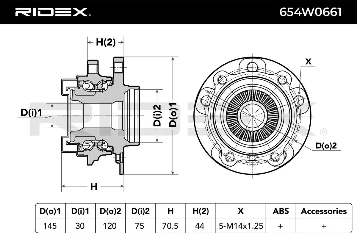 Compre 654W0661 Ridex Cubo dianteiro