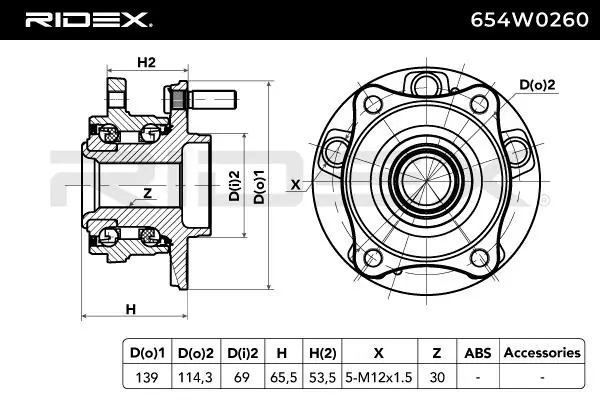 654W0260 Ridex Cubo dianteiro