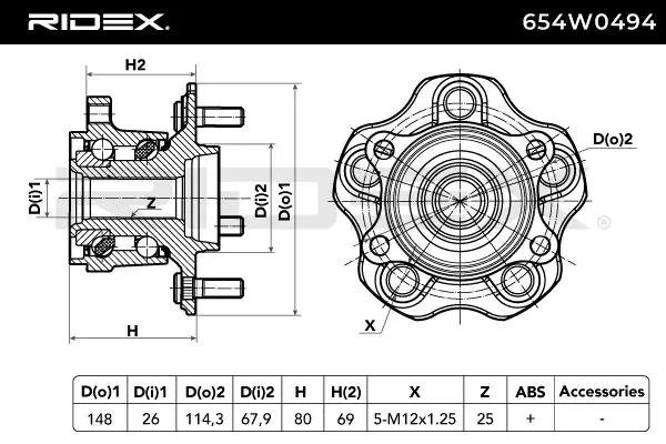 Compre 654W0494 Ridex Cubo traseiro