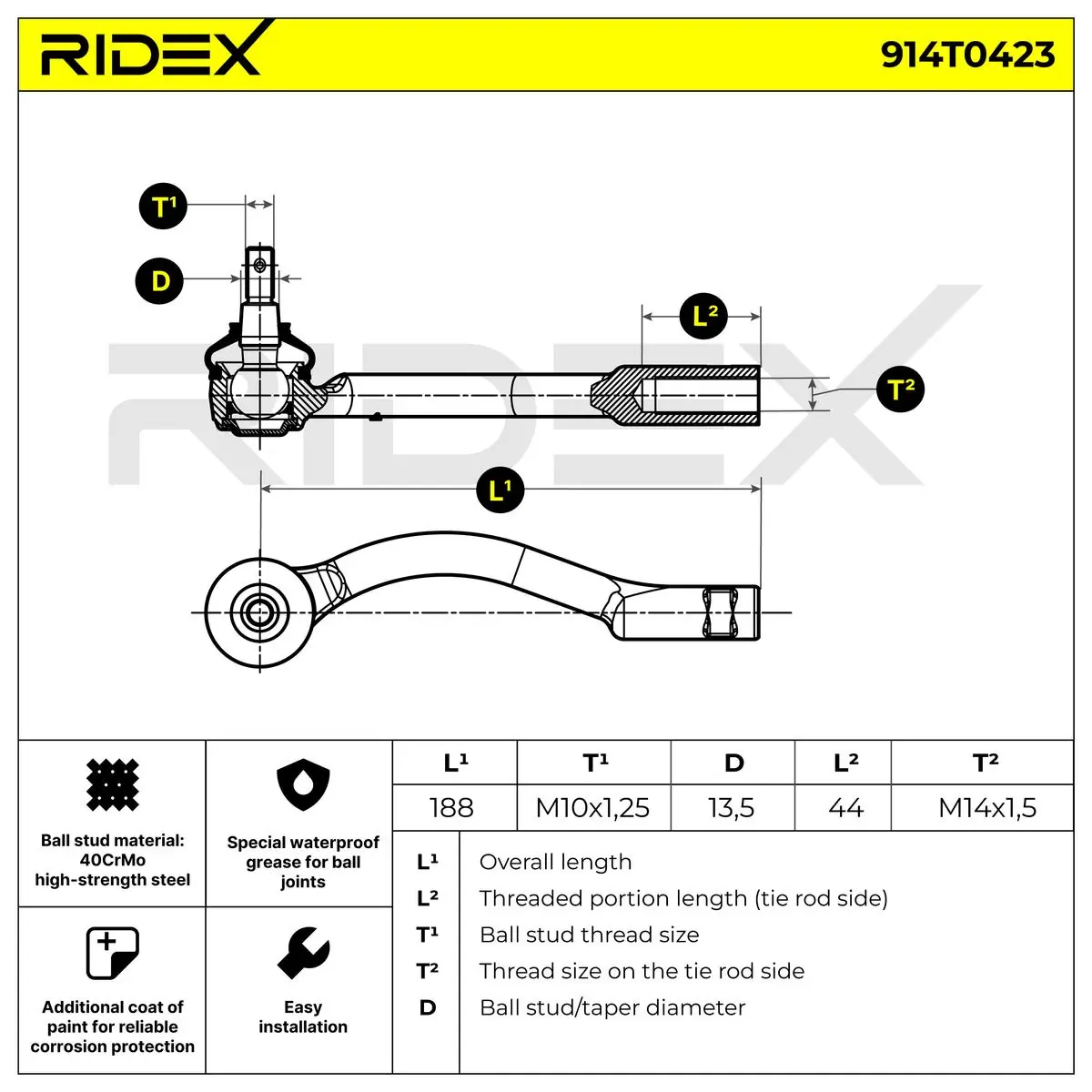914T0423 Ridex Ponta externa da barra de direção