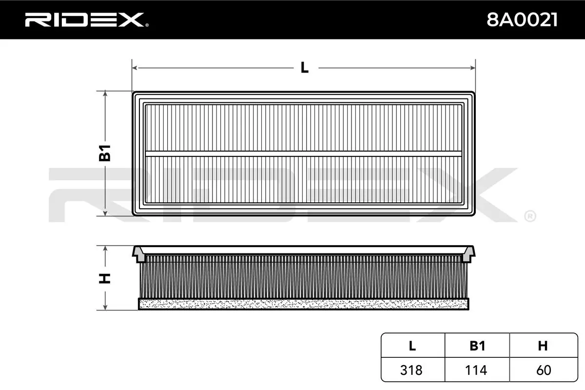 8A0021 Ridex Filtro de ar
