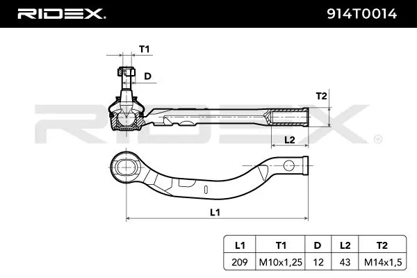 914T0014 Ridex Ponta externa da barra de direção