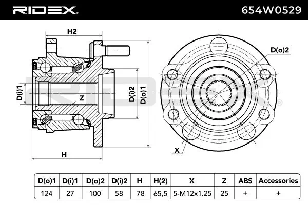 Cubo traseiro 654W0529 Ridex