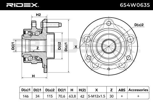 Compre 654W0635 Ridex Cubo dianteiro