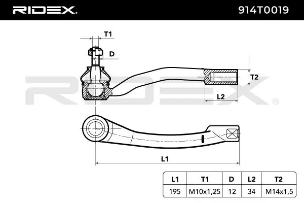Ponta externa da barra de direção para Renault Megane LM0, LM1