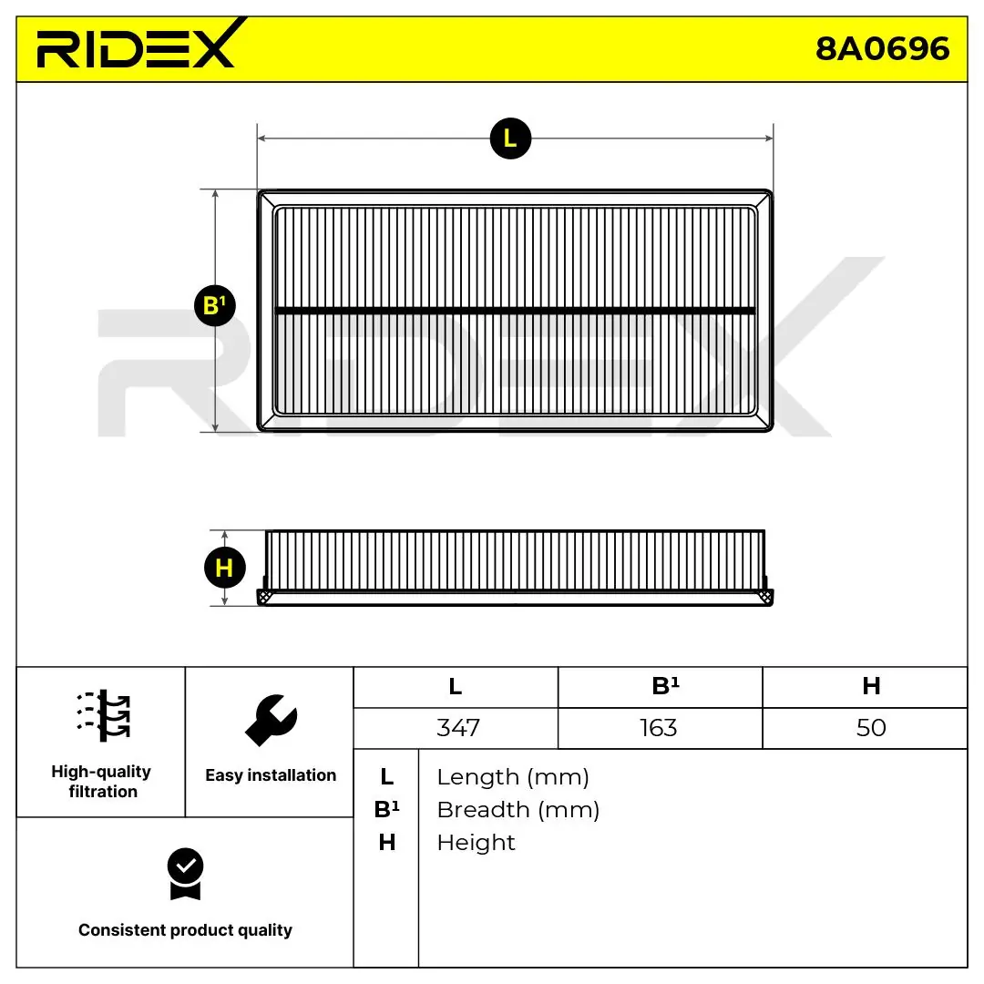 8A0696 Ridex Filtro de ar
