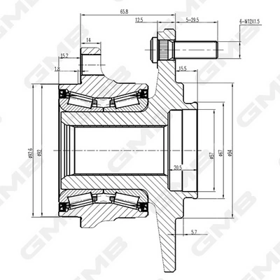  Rolamento de cubo traseiro Mitsubishi Pajero IV LONG SUV (V90) (2006 - 2013) IV LONG