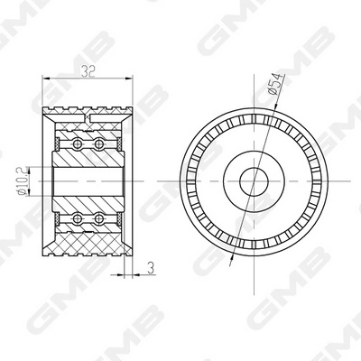 Compre GT30510 GMB Rolo parasita da correia do mecanismo de distribuição de gás