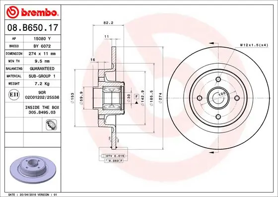08B65017 Brembo