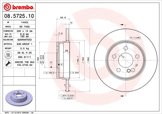 Disco do freio traseiro para Mercedes S W140