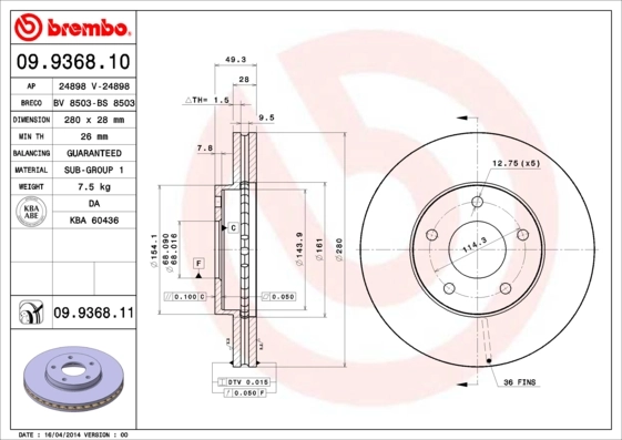 Disco do freio dianteiro para Nissan X-Trail T30