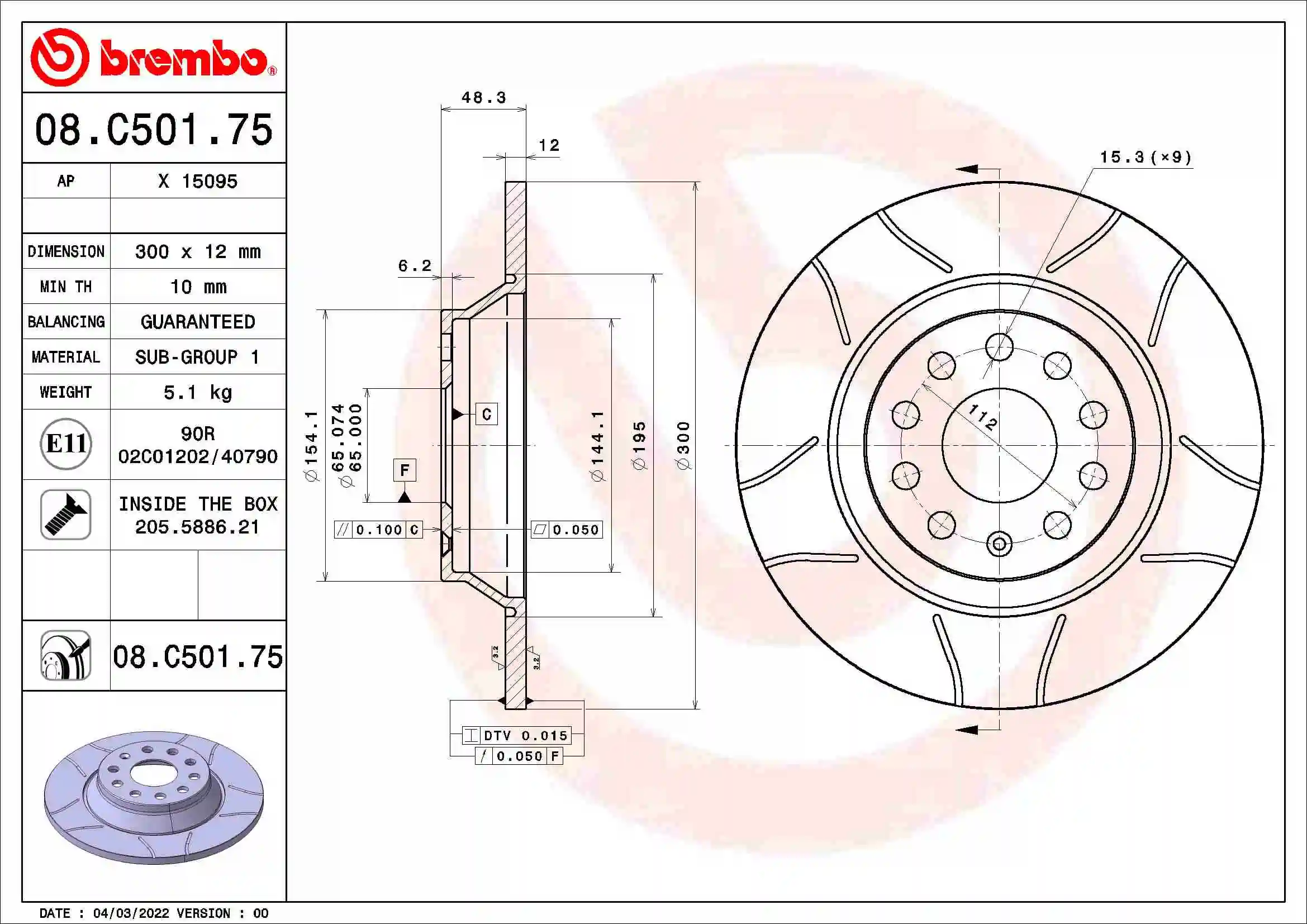 Disco do freio dianteiro para Mitsubishi Canter FB7, FB8, FE7, FE8