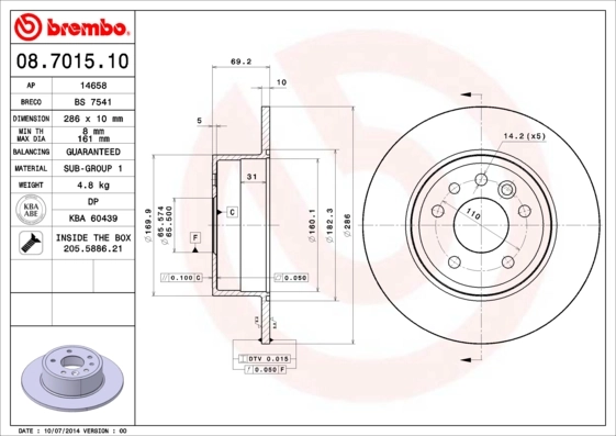 Disco do freio traseiro para Opel Vectra 31