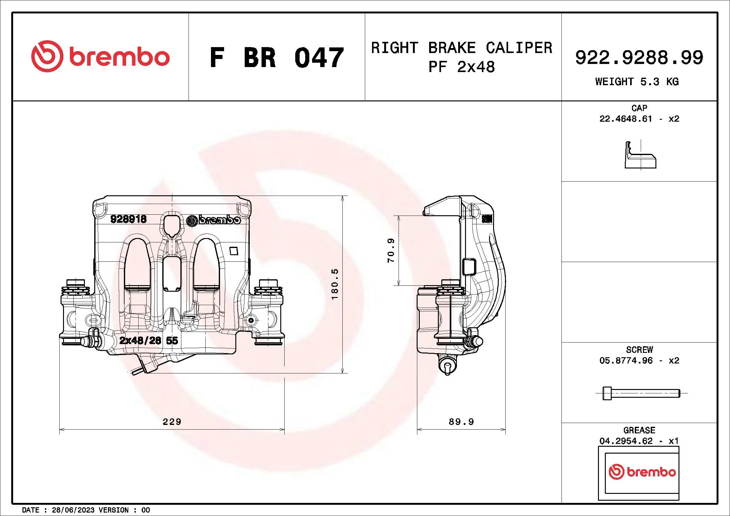 FBR047 Brembo Suporte do freio dianteiro direito