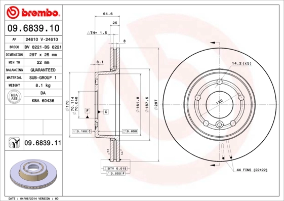 Disco do freio dianteiro para Land Rover Range Rover LP, P38A