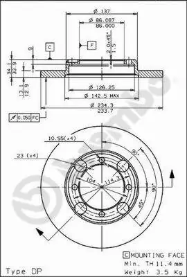 Disco do freio dianteiro Mitsubishi MB618737