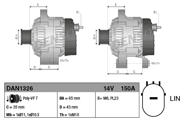 Gerador Denso DAN1326 preço, a partir de 265,23 USD