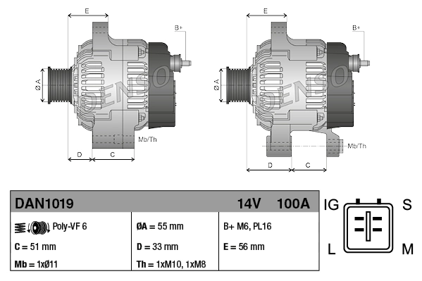 Gerador Denso DAN1019 preço, a partir de 261,71 USD