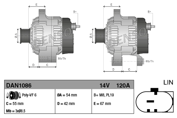 Gerador Denso DAN1086 preço, a partir de 212,92 USD