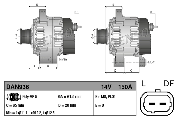 Gerador Denso DAN936 preço, a partir de 165,44 USD