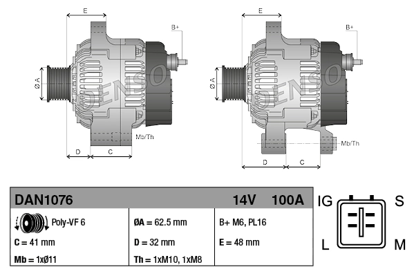Gerador Denso DAN1076 preço, a partir de 279,95 USD